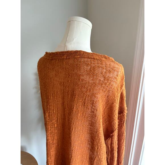 Free People Ocean Air Hacci Top Size Large Copper Orange Bohemian Long Sleeve - Picture 7 of 9